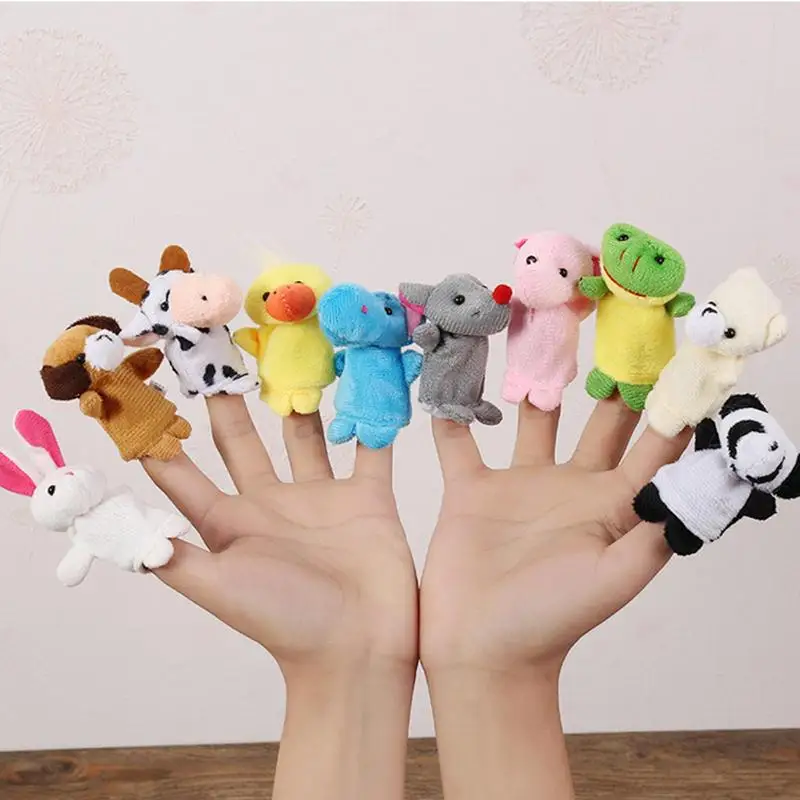 Animal Story Finger Puppet Toy Set, fantoche de mão interativo, boneca macia para festa, 10 pcs