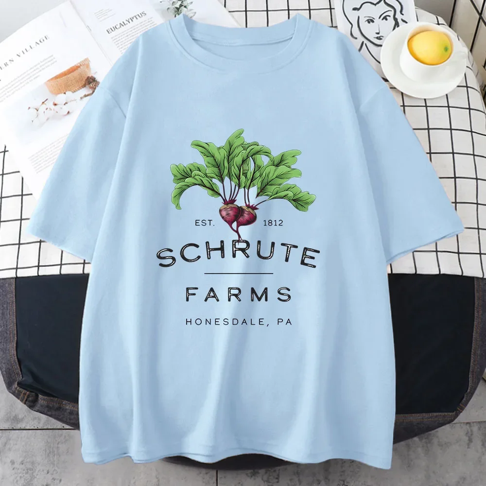 ドワイト・シュルート野菜農場 Tシャツ 綿 100% カジュアル半袖トップ 夏の必需品 ユニセックス Tシャツ ゆったりとした通気性のあるシャツ