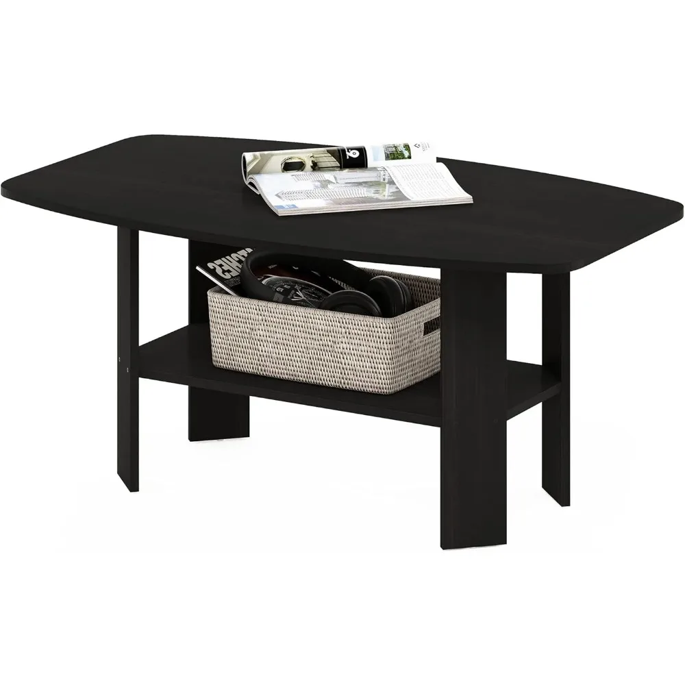 

Modern Espresso Coffee Table, Simple Design Engineered Wood Furniture for Living Room, Easy Assembly
