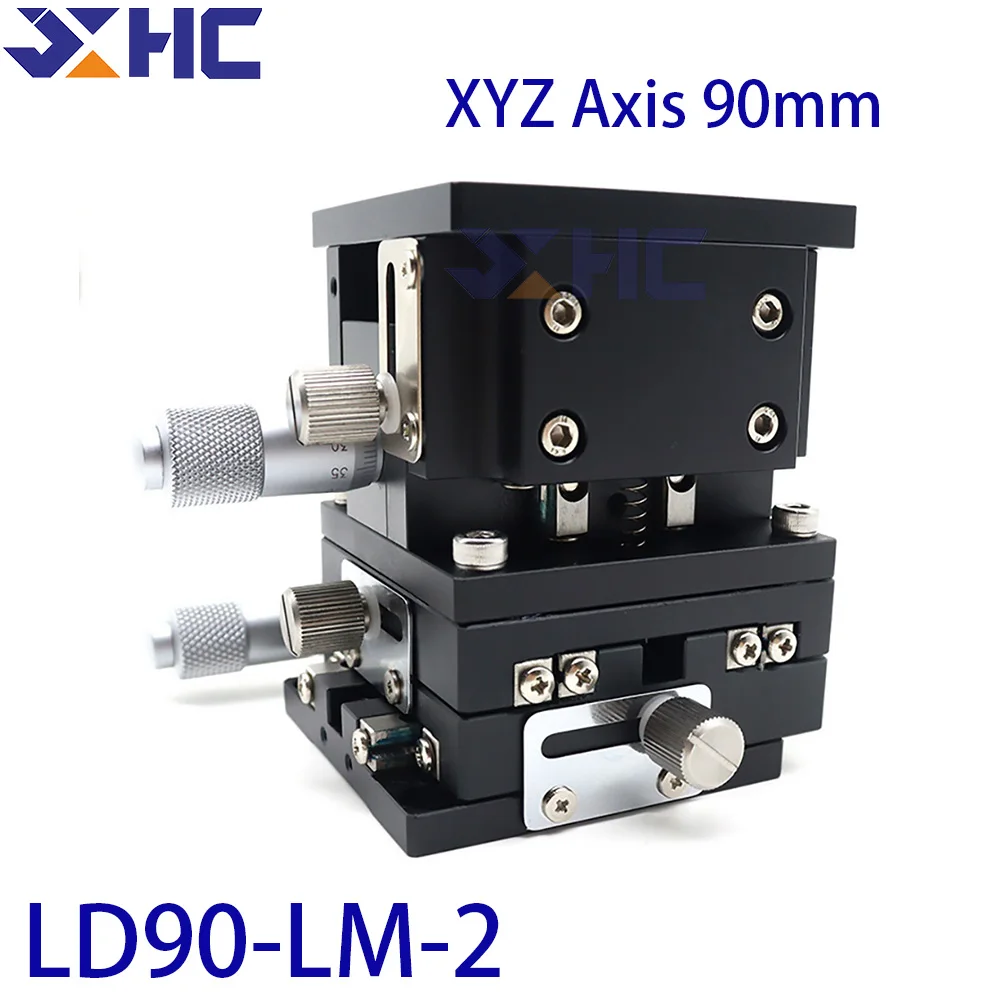 

XYZ Axis 90*90mm LD90-LM-2 Sliding Table Manual Displacement Platform High Precision Linear Stage Sliding XYZ Double Cross Rail