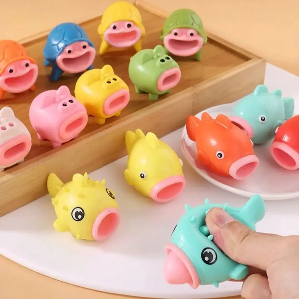 2Pcs Novelty Pop-up Tongue Squeeze Toys Animal Turtle Piggy Dolphin Stress Relief Fidget Sensory Toy Kids Fun Party Gift