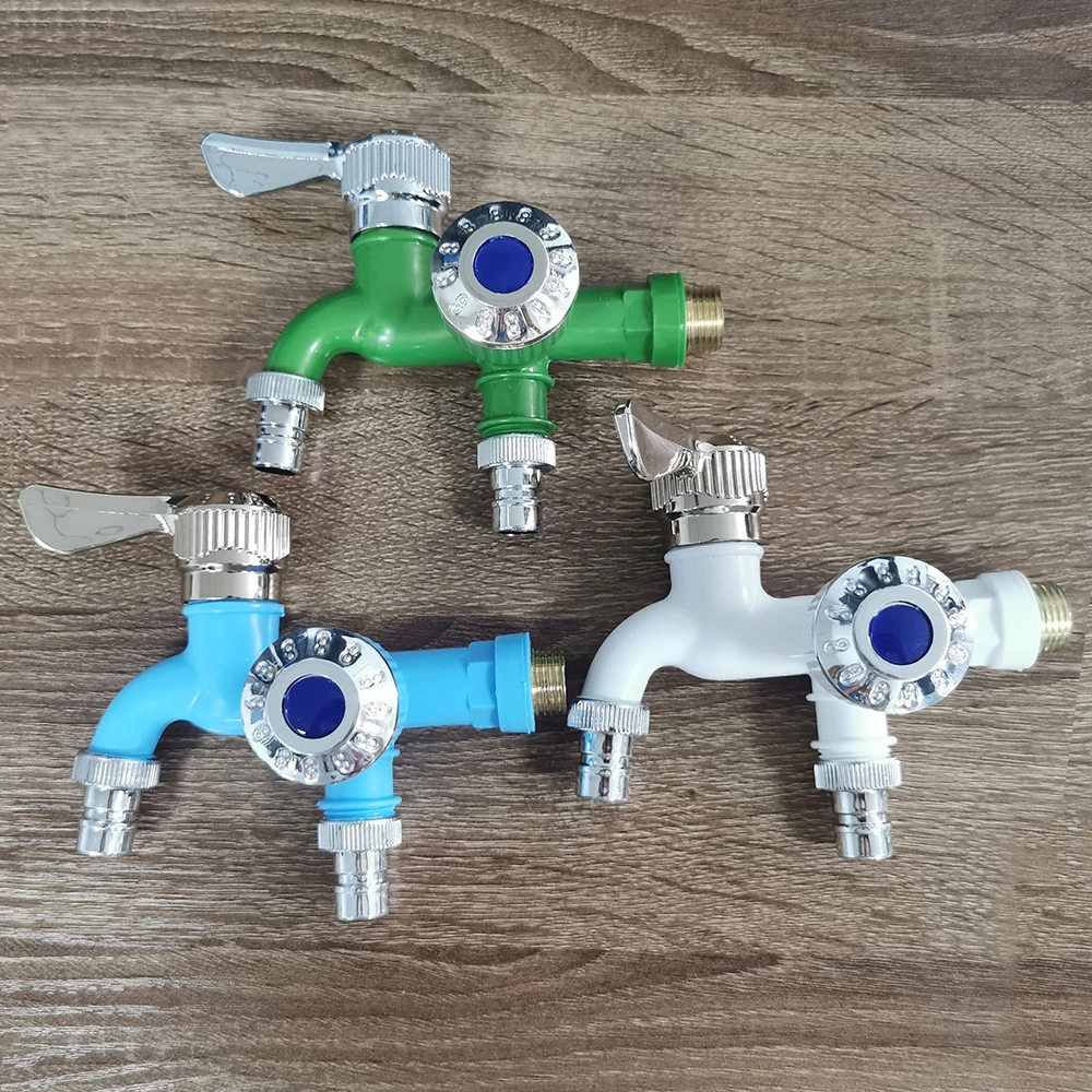 

1Pcs 2-in-1 Water Faucet Dual Head Spout Laundry Washing Tap Wall Mount Outdoor Garden Washing Machine Taps