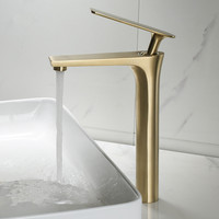 Tuqiu Bathroom Faucet Brushed Gold Brass Bathroom Basin Faucet Cold And Hot Water Mixer Sink Tap Deck Mounted Black/ChromeTap