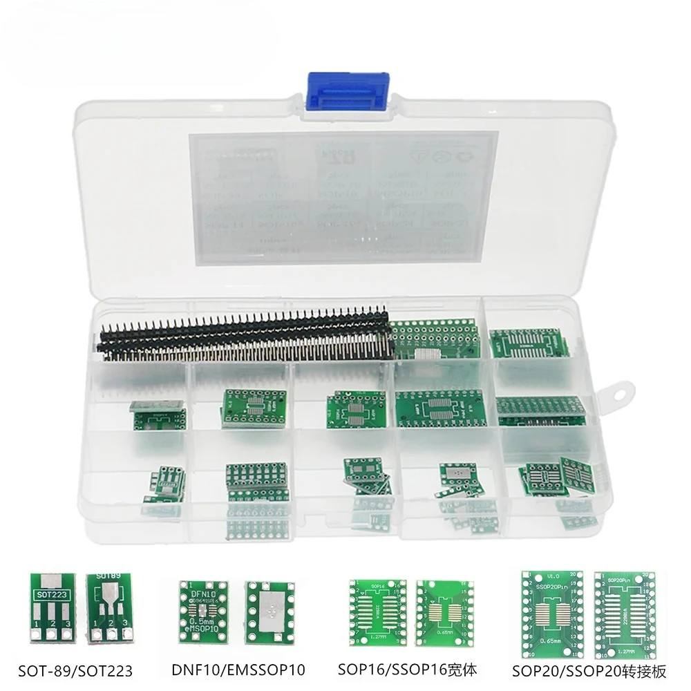 70pcs PCB Board Kit SMD Turn To DIP Adapter Converter Plate SOP8 SOP10 SOP14 SOP16 SOP24 SOP28 Diy Electronic Kit