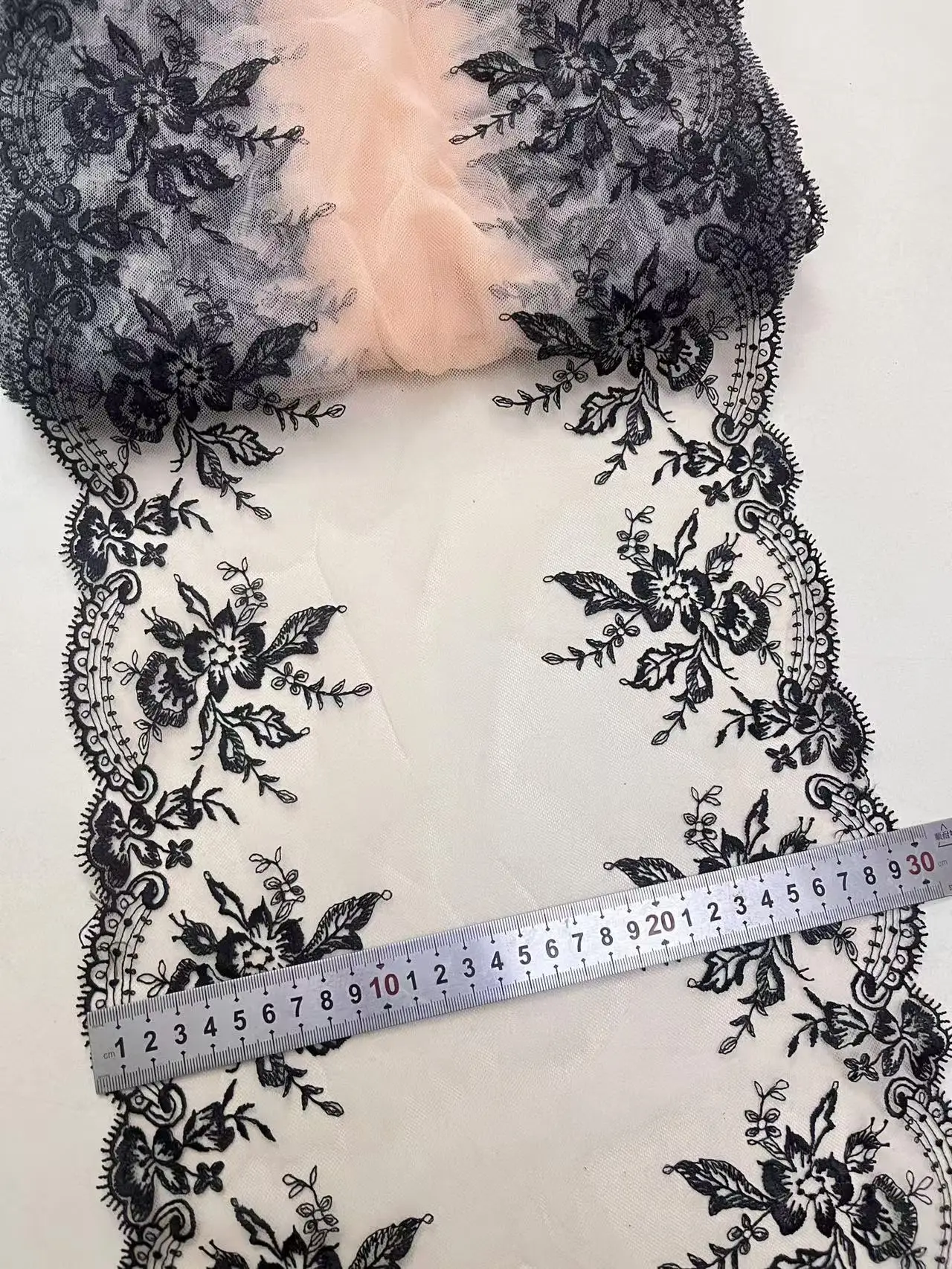 20Yards Bilateral Embroidery Pink Mesh Tulle Lace Wedding Dress DIY Sewing Accessories Lace Trim for Lingerie Bra Needle Work