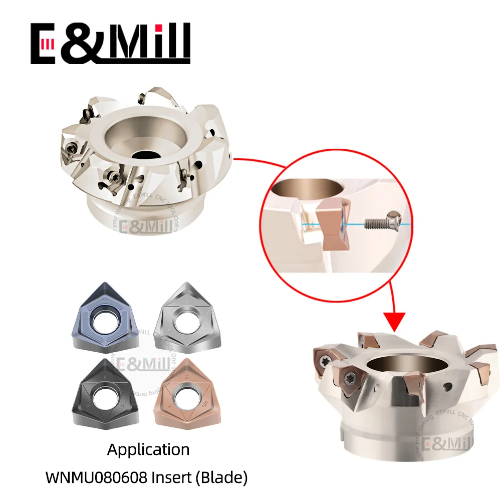 MFWN MFWN900 cabezal de corte de fresado hexagonal de doble cara WNMU0806 inserto de fresado WNMU MFWN90 °   disco de fresa