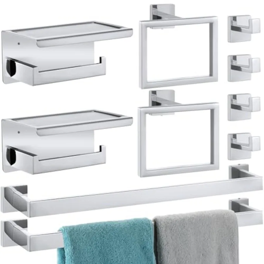 

Набор аксессуаров для ванной комнаты: держатель для туалетной бумаги 23,6 дюйма с полкой для телефона, набор фурнитуры для ванной, кольцо для полотенец, крючок для халата, нержавеющая сталь
