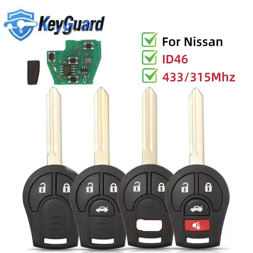 

Keyguacar straight key for Nissan keyless entry transmitter HO0561-C993A FCC:CWTWB1U751 ID46 CHIP 315/433MHZ