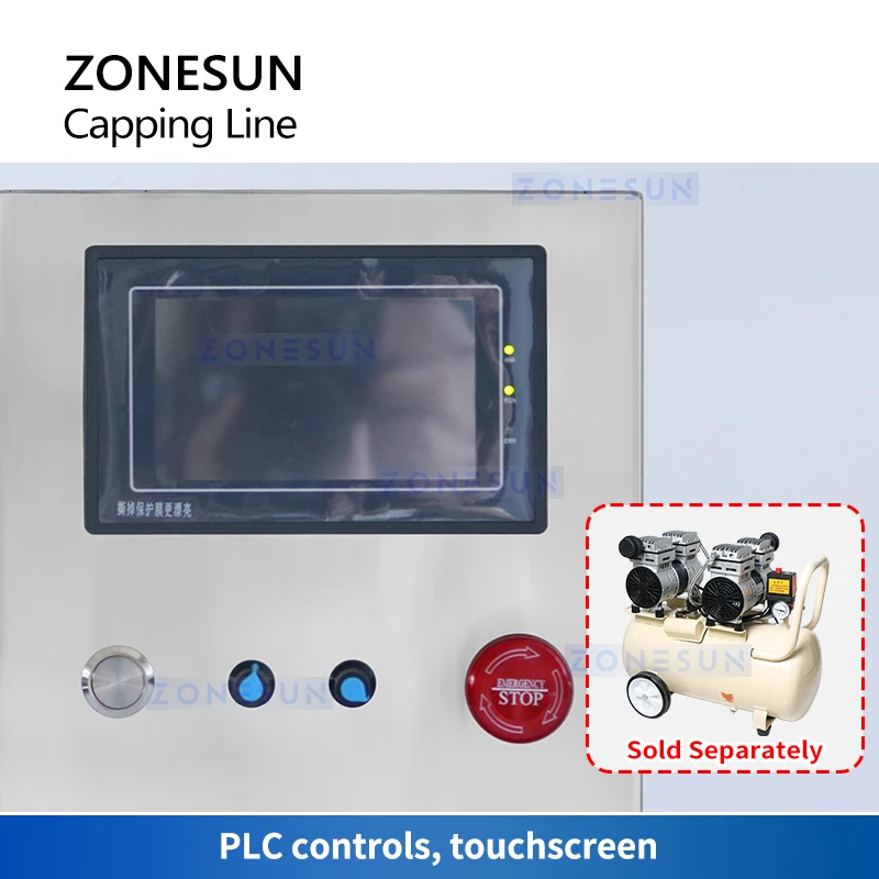 ZONESUN Pneumatic Automatic Screw Capping Machine with Conveyor Bottle Capper Packaging Small Production ZS-XGC1