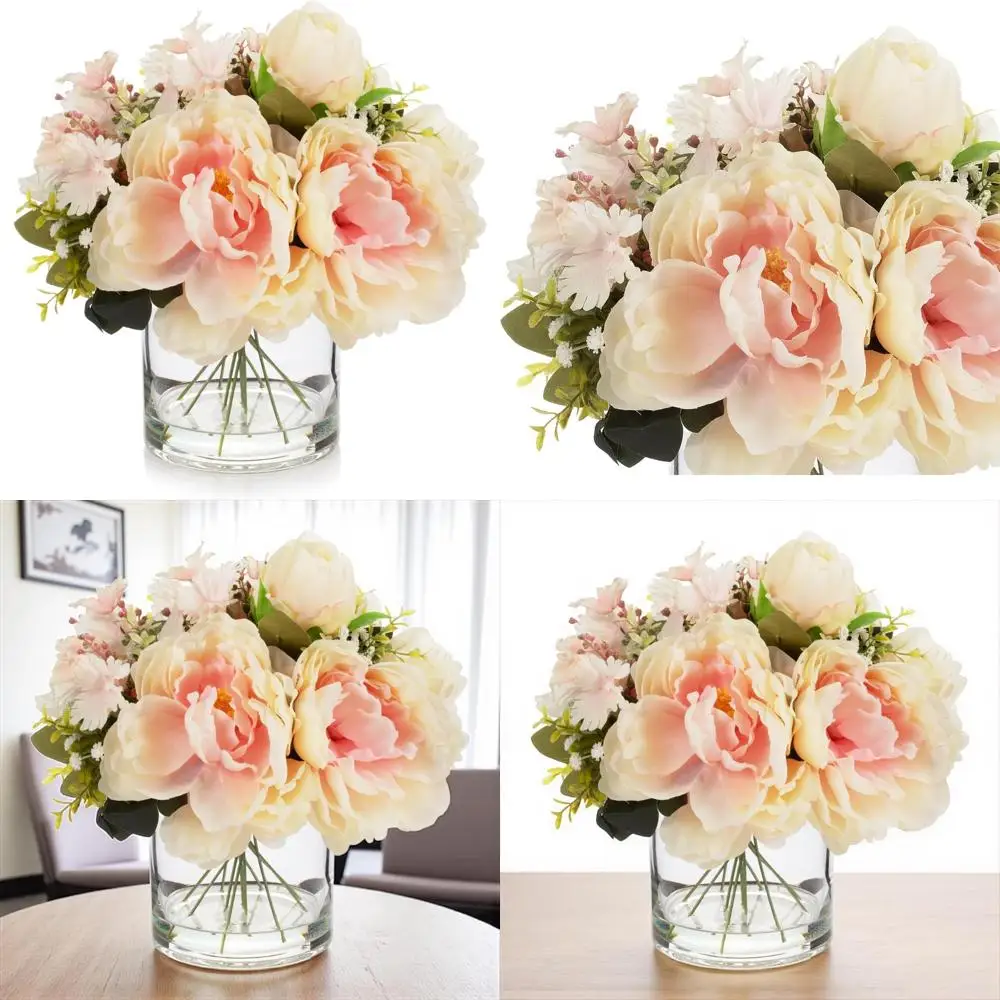 

Enova Floral Arrangement: Exquisite Artificial Peony Flowers in a Vase for Home and Office Decor