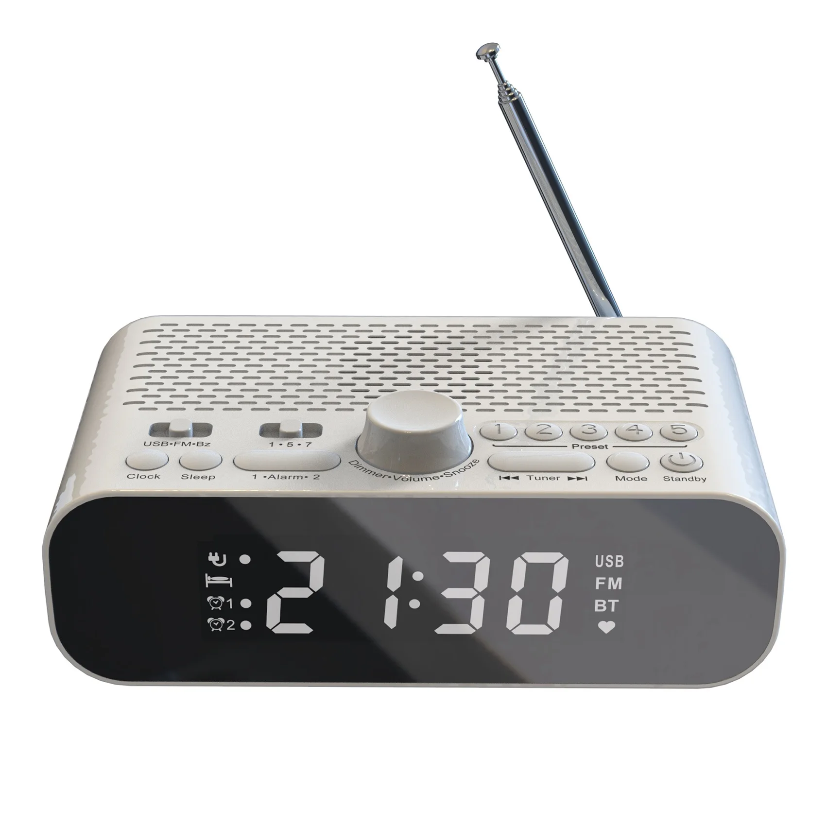 FM-Radio wecker mit Bluetooth-Streaming-Wiedergabe LED-Display Dual-Wecker 1500mAh HiFi-Lautsprecher mit Tieftöner