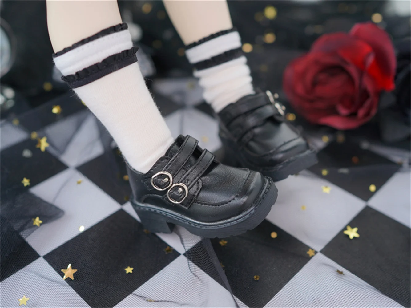 

BJD shoes 4 fen, 1/4 Bear sister ，1/6 square head high heel double breasted small leather shoes doll accessories