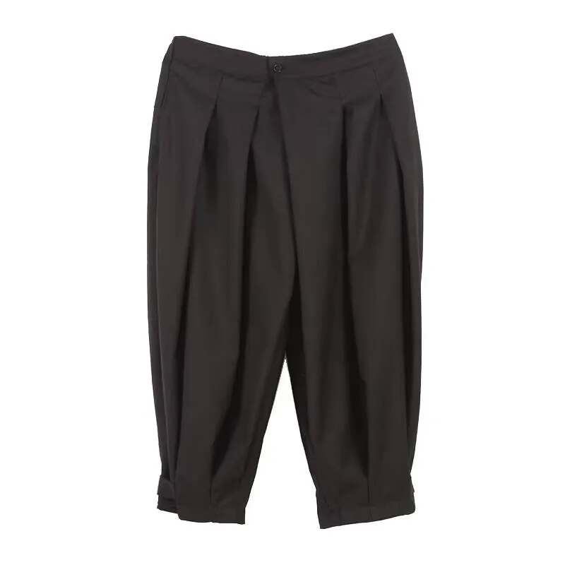 

Nine-Quarter Black Men's Casual Men's Pants Pants Pleated Pants Big Fold Dark Yamamoto Style Big Size Stage Wear Runway Show