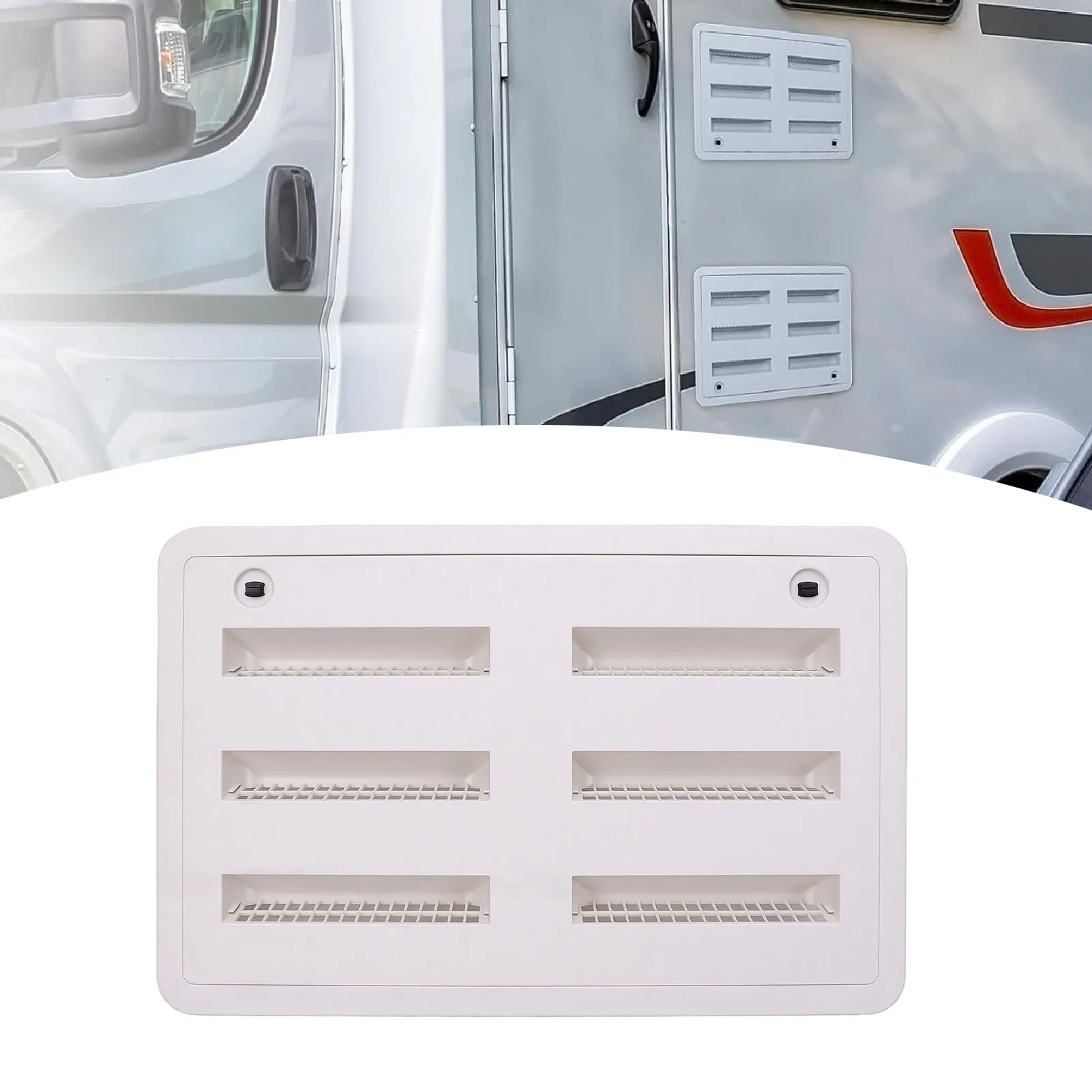 RV Refrigerator Side Vent Cover White 23.125inch×15inch with Mesh Screen for Trailer Motorhome Camping Vehicle Accessories