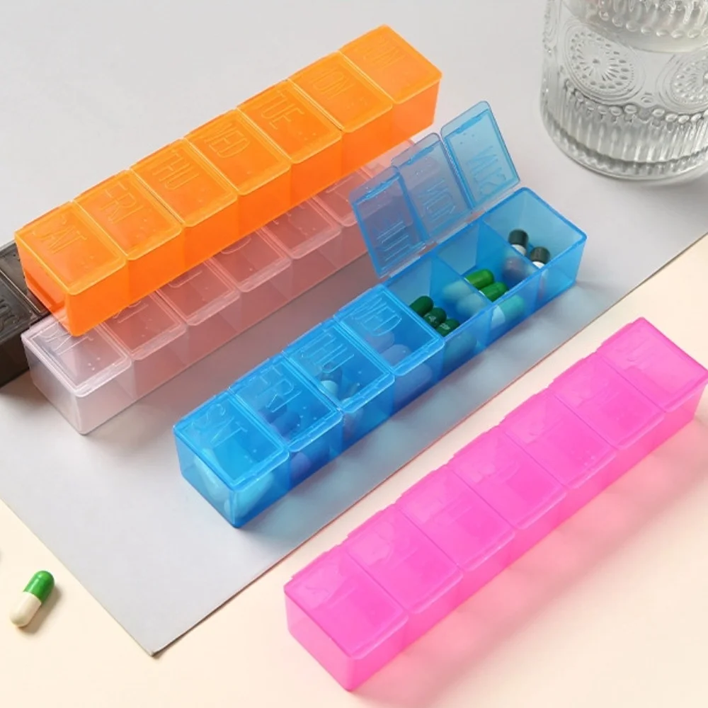New Hot Premium Portable Small Weekly Pill Box Cases Organizer 7 Day 7 Grids Storage for Medicine Vitamin Supplements Fish Oils