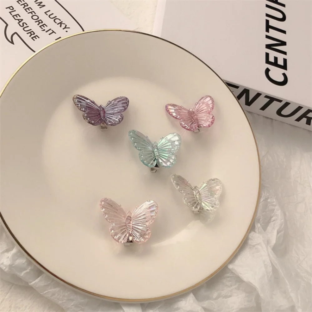 Korean Version of Trendy Metal Resin Butterfly Duckbill Clip for Campus Party New Hairpin 2023 Girls\' Elegant Hair Accessories