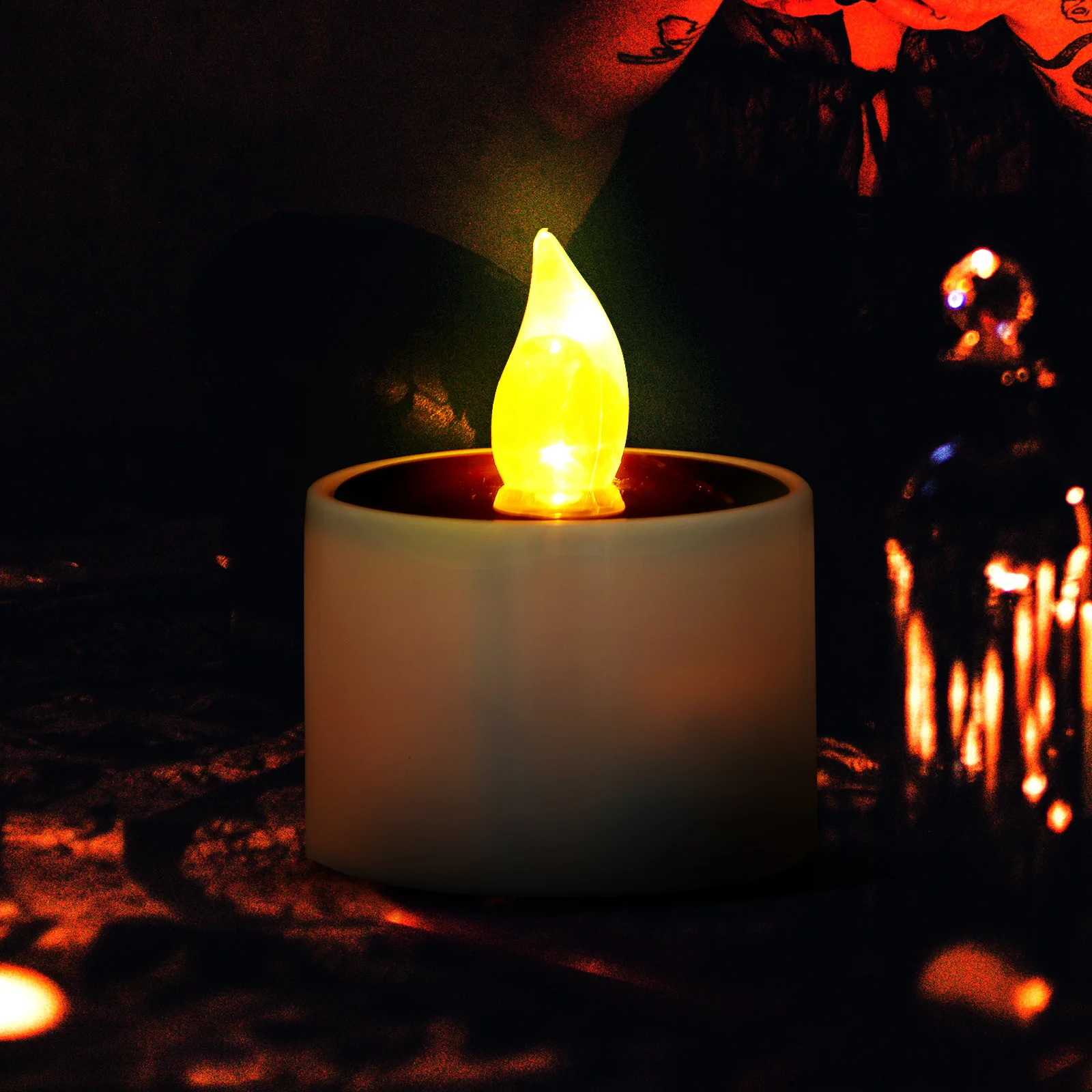 

LED Tea Lights Solar Candles Outdoor Tealights Lamp Flashing Flameless Abs Garden Durable Birthday Wedding Festivals