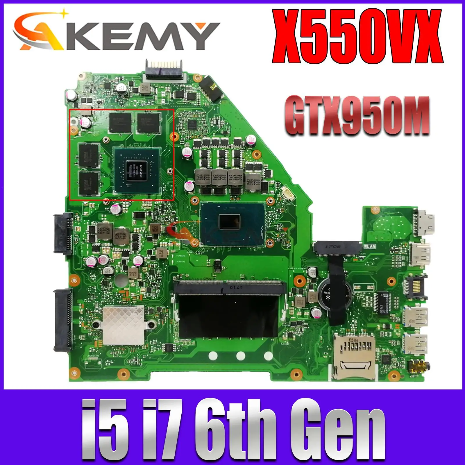 

X550VX X550VXK Motherboard A550V W50V X550V X550VQ FH5900V Mainboard I5-6300H I7-6700HQ I7-7700HQ 8G/4G-RAM GTX950M-2G-4G