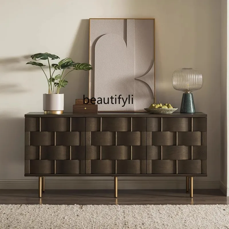 

Nordic Retro Sideboard Light Luxury High-End Entryway Vintage Console Cabinet Designer Living Room Storage Cabinet