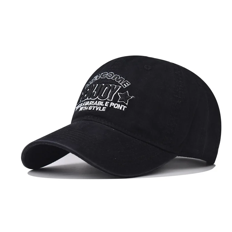 

All-Cotton Enjoy Large Embroidered Baseball Cap New Fabric Outdoor English Letter Duckbill