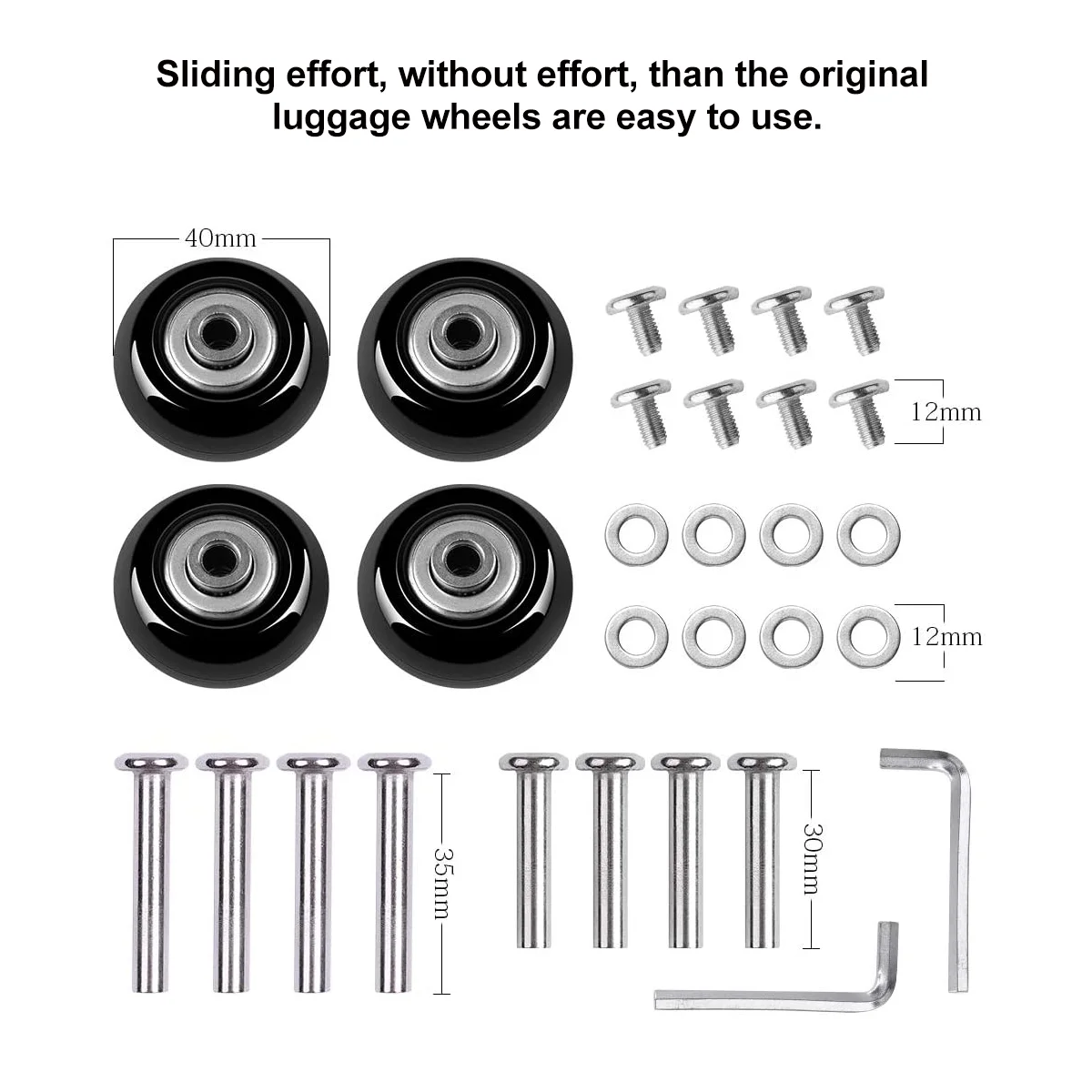 30 pçs trole caso rodízios roda de bagagem rodas mute scooter resistente ao desgaste mala substituição acessórios kit viagem de borracha