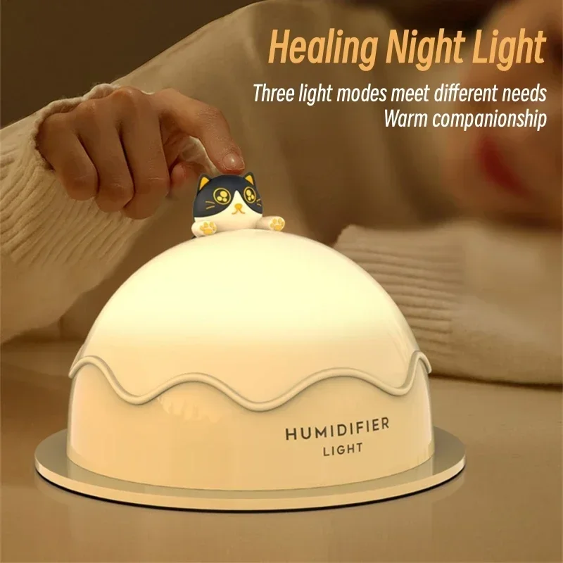 

USB Mute Humidifier with Warm Night Light 250ml Cute Cat Air Humidifier Ultrasonic for Home Bedroom