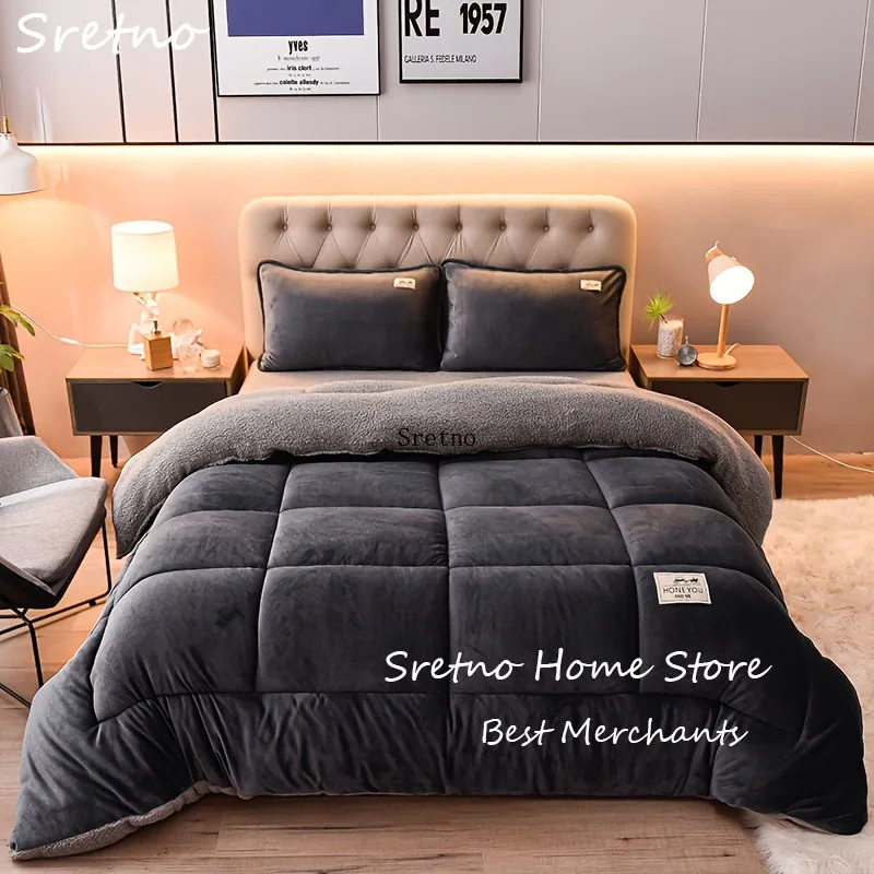 SRETNO Luxurious Double-Sided Sherpa Imitation Fleece Throw Blanket Fall Winter Soft Warm Comforter Bedding Sofa Travel Blankets