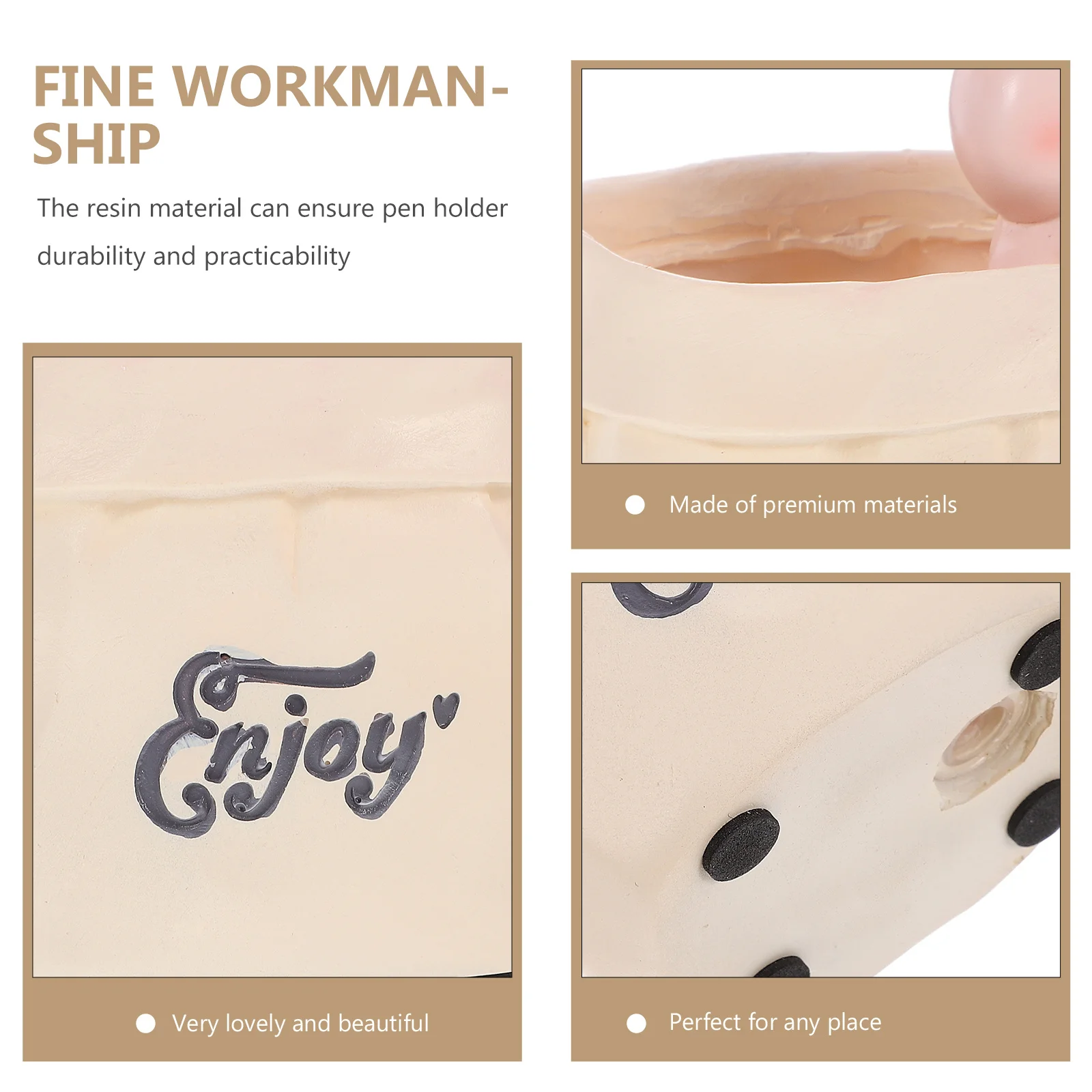 

Cartoon Rabbit Paper Bag Pen Holder Resin Desktop Organizer Multi-Function Pen Container Pencil Brush Holder for Office