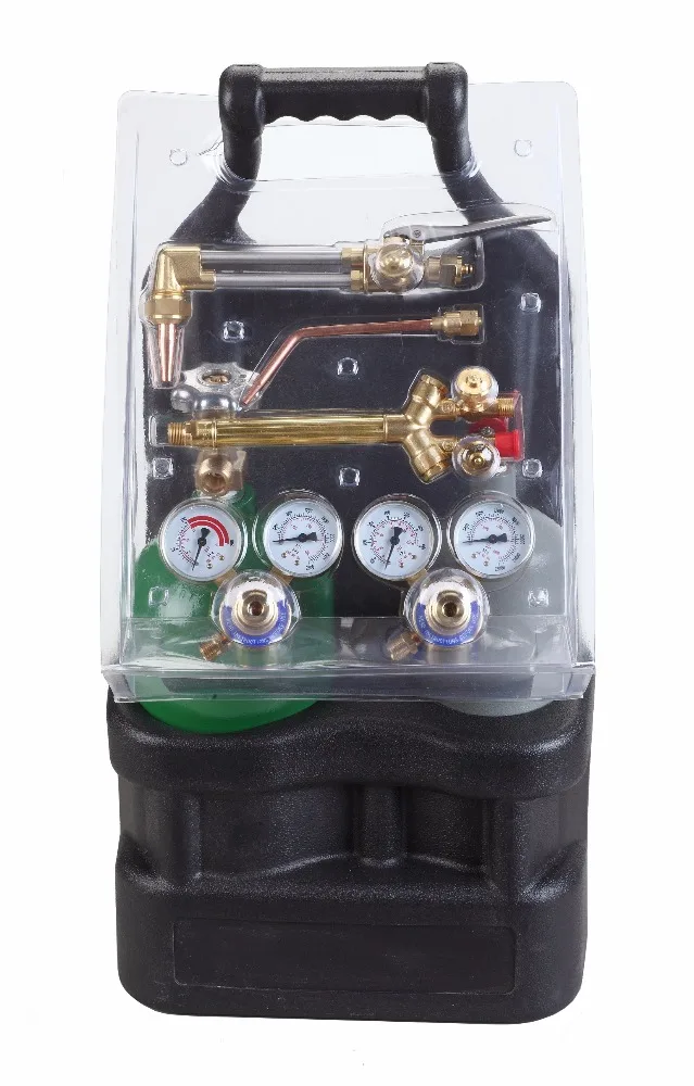 Portable Welding Cutting Torch Kit Oxygen Acetylene Tanks Welding Cutting Torch Kit with Plastic Tote Frame