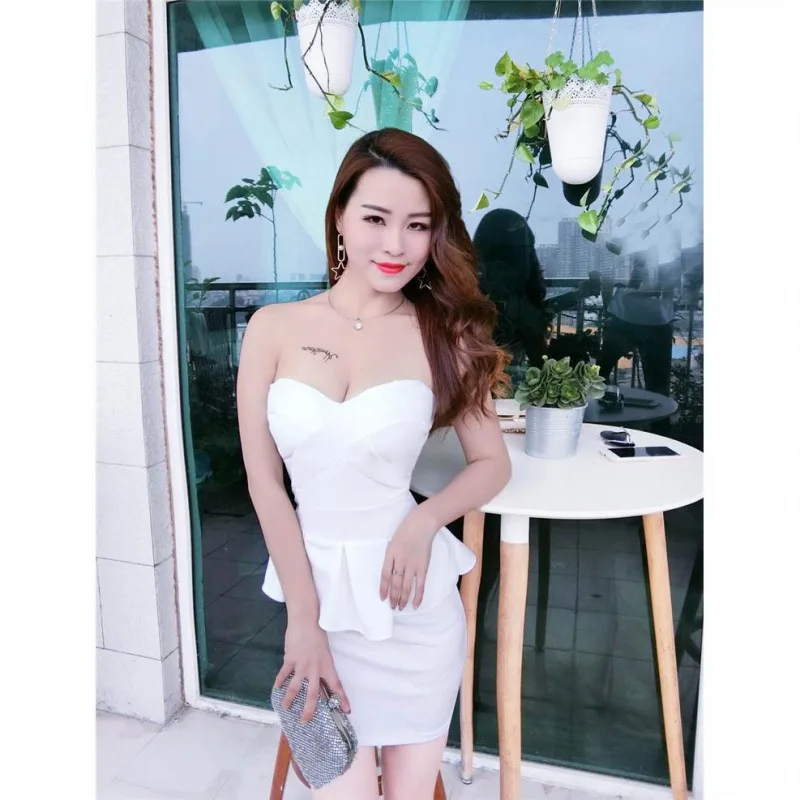 2025 European American Style Women's Sexy Nightclub Bandeau Tight Sheath Short Dress Slim Fit Slimming Tube Top
