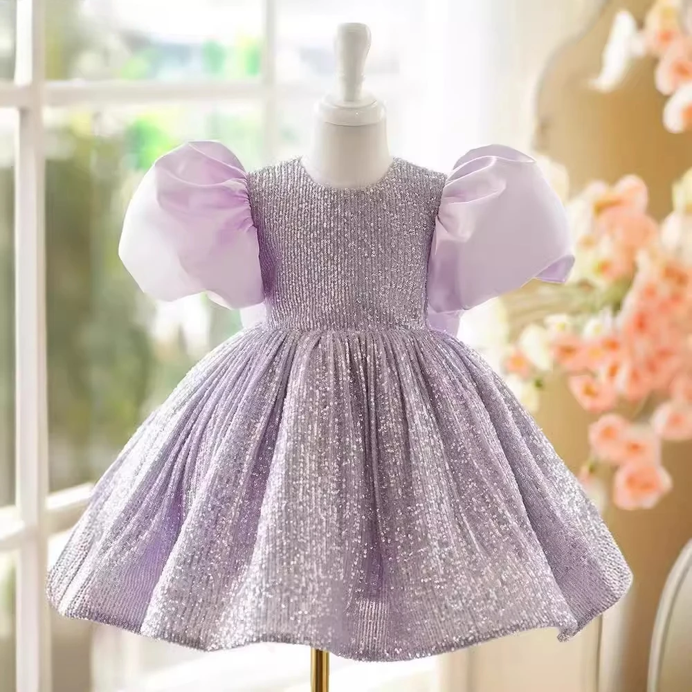 2025 Kids Princess Dress Birthday Party Performance Outfit Girls Clothes Vestidos Elegant Dresses for Purple Puffy Gown Toddler