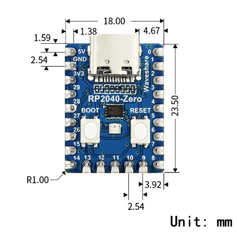 Módulo de placa de desarrollo Raspberry Pi PICO Original, de doble núcleo minimicrocontrolador, procesador Cortex M0 +, 2MB, FlashUSB, RP2040-Zero