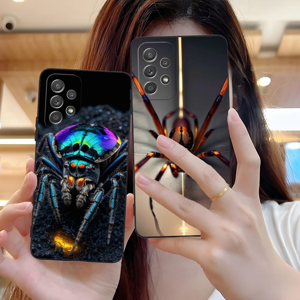 Colour Painting Spider Mobile Cell Phone Case for Samsung Galaxy A91 73 71 70 54 53 52 34 24 23 21 S 5G Black Phone Cover Shell