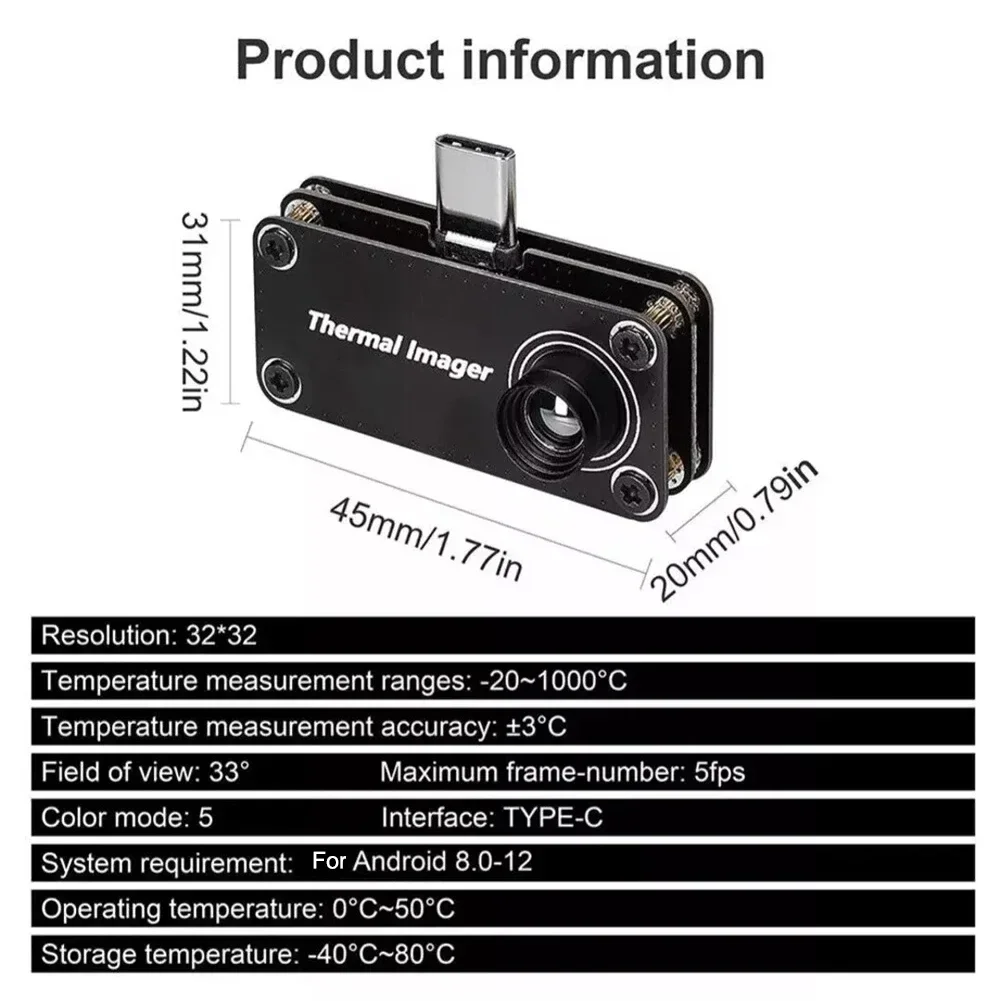 Infrared Camera Type-C Infrared Thermal Imaging Camera Color Palette Scheme Emissivity Setting For Industrial Inspection