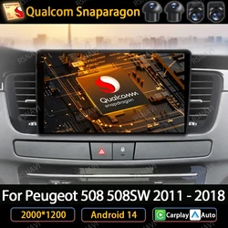 Android 14 Car Radio For Peugeot 508 2011 - 2018 Multimedia Video Player Wireless Carplay Auto Stereo QLED GPS 4G DVD Head Unit