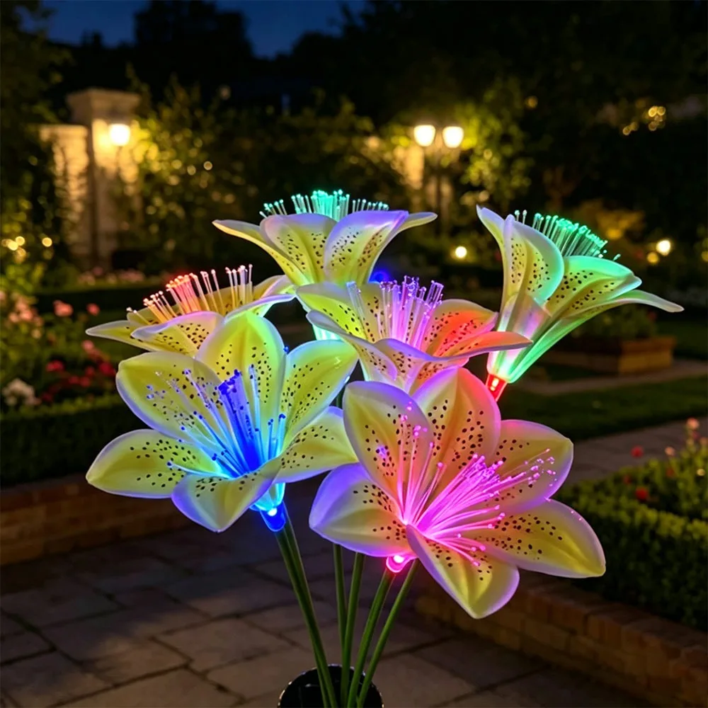 Solar Powered Solar Garden Light Waterproof Rose Flower Design Lawn Decoration Light Ballet Skirt Shape LED Simulated