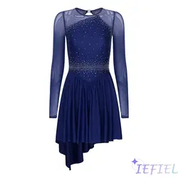 Women Ballet Lyrical Dance Leotards Ballerina Tutu Performance Figure Skating Dress Dancewear Mesh Splice Ice Skating Costume