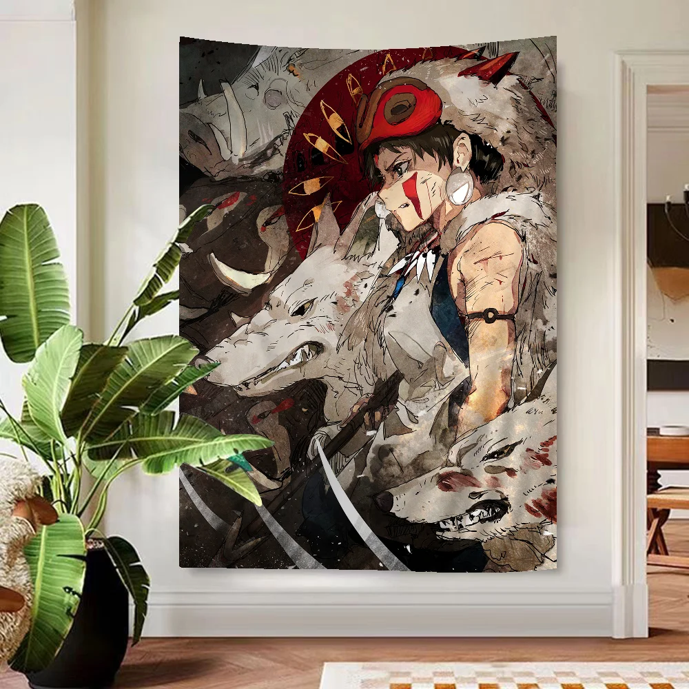 Mononoke Anime Princess DIY Wall Tapestry Hippie Flower Wall Carpets Dorm Decor Wall Art Decor