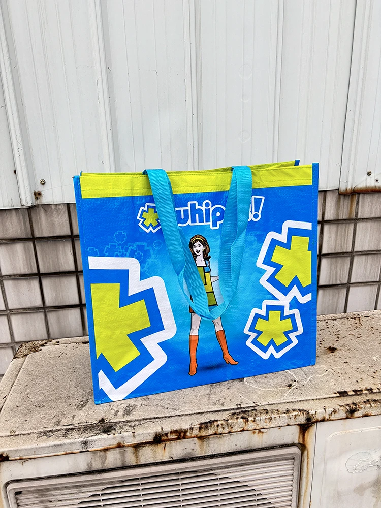 

Большая вместительная тканая сумка-тоут на одно плечо для путешествий, экологичная, с мультяшным дизайном, для активного отдыха