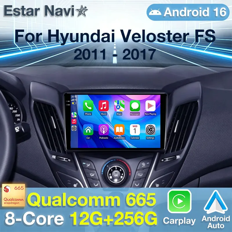Android 16 Car Radio For Hyundai Veloster FS 2011 - 2017 GPS Multimedia Player Navi Head Unit 360 Camera Video Wireless Carplay