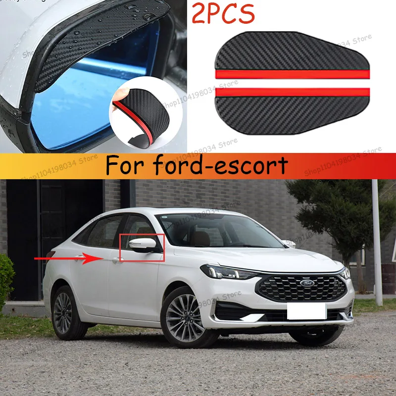 

For ford-escort Car 2pcs Carbon Fiber Sun Visor Shade Cover Car Rearview Mirror Rain Eyebrow Protector Clear Vision for Rain Car