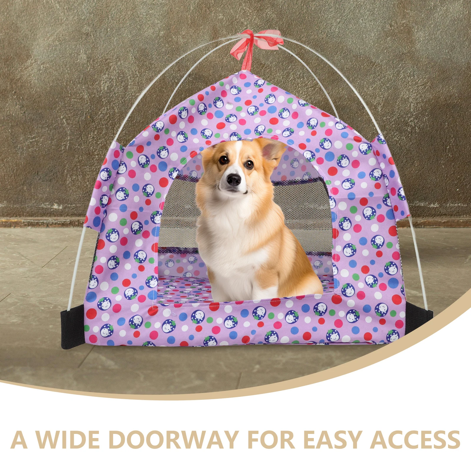Tenda para animais de estimação, abrigo solar, casa para cães, gatos, brinquedos ao ar livre, porta larga de viagem ventilada, fácil durabilidade, uso prático, verão