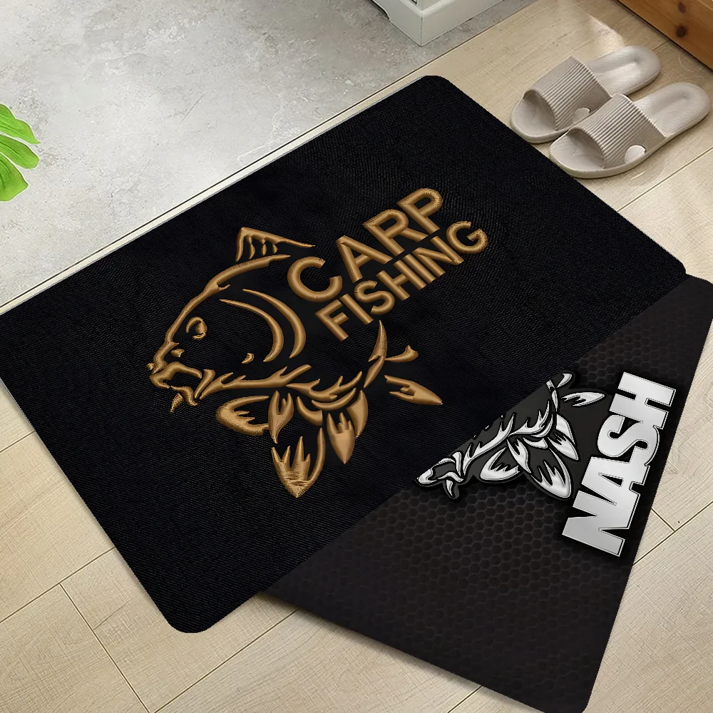 Nash Fishing Logo  Floor Mat Bathroom Mat Kids Room Bedroom Decoration Balcony Anti-Slip Doormat Living Room Bedside Area Rugs