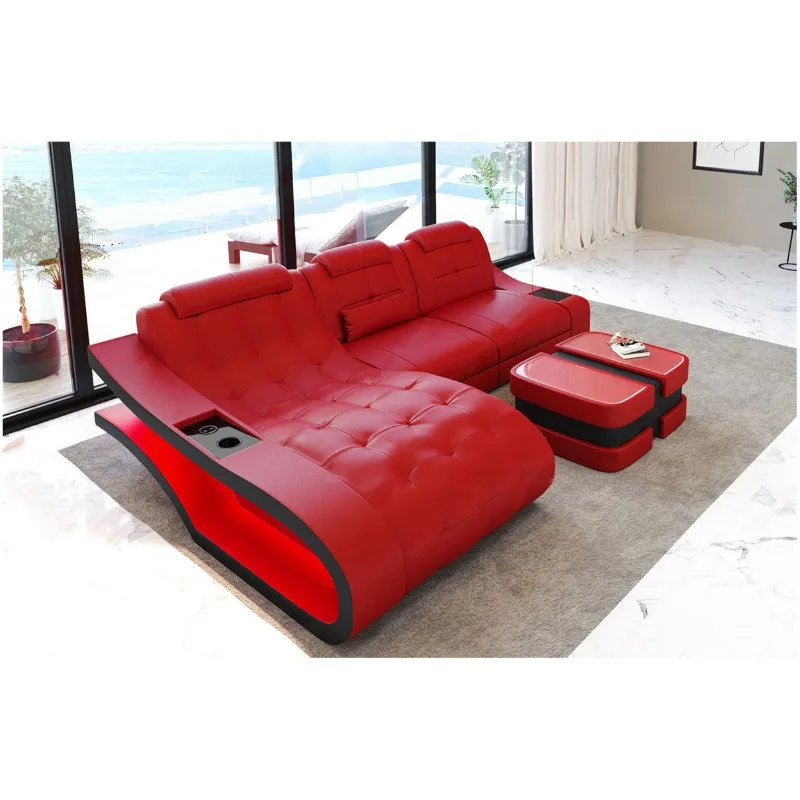 Sofa top layer leather creative sofa combination simple modern small apartment living room leather sofa