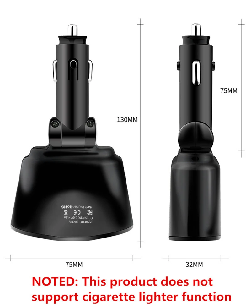 72W Digital Display Car With 2 USB Car Charger Fast Charging Phone Adapter For iPhone Samsung Huawei Xiaomi Car Mobile Charger