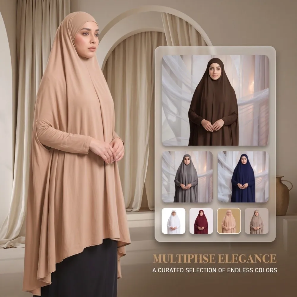 

Caftan Plain Muslim Abayas Elegant Modest Wear Islamic Dress Soft Traditional Full Cover Hijab Daily Wear