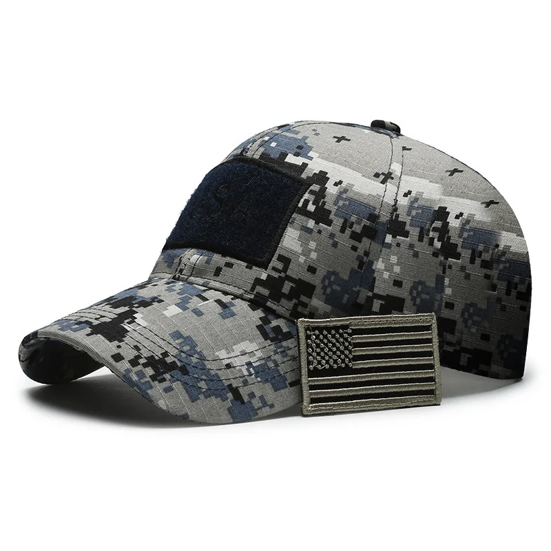 American Flag Camouflage Sticker Embroidered Baseball Cap Net Hat Men Outdoor Velcro Cap