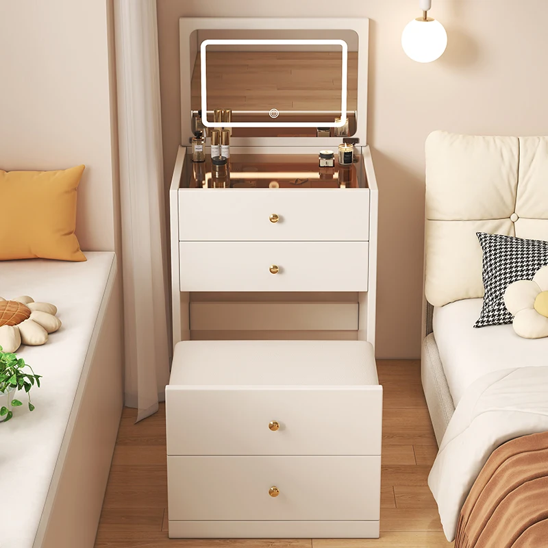 bedside integrated dressing table, small apartment, bedroom clamshell, dressing table, simple makeup storage，Solid wood dresser