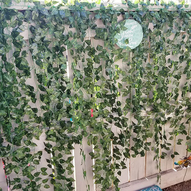 2,1 m künstliche Pflanze grüne Efeublätter Girlande Seide Wandbehang Rebe Hausgarten Dekoration Hochzeit Party DIY gefälschte Kranz Blätter – Detail 2