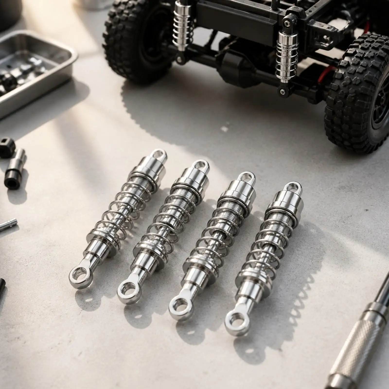 Precision RC Vehicle Shock Absorber Aluminum Alloy Cylindrical Coil Spring Damping for 1 12 Scale Ride Control Build